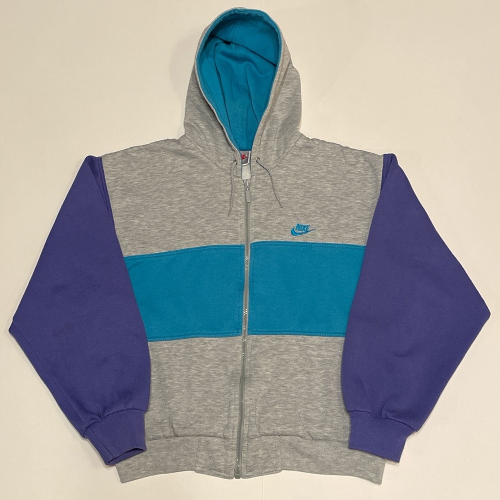Nike Gray and Purple Hoodie with Blue Accents